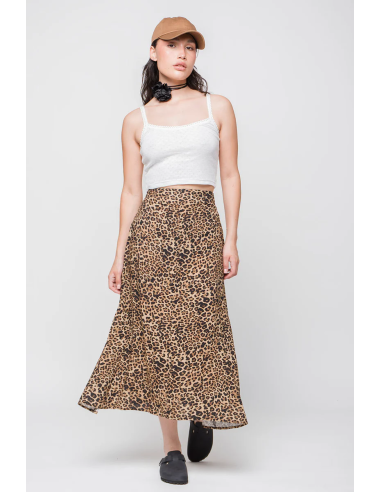 Kaotiko Leopard Long Skirt - AQ035-01-M002
