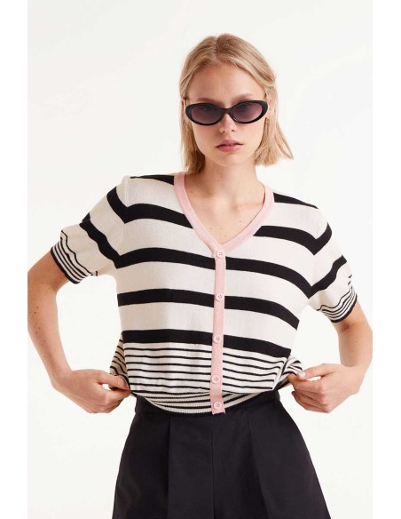 Compania Fantastica Striped Short Sleeve Top - 51C/10405