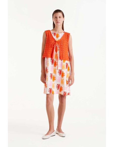 Compania Fantastica Orange crochet bow top - 52C/10259