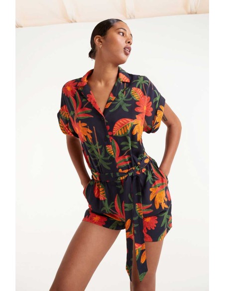 Compania Fantastica Famara floral print jumpsuit short - 52C/11103