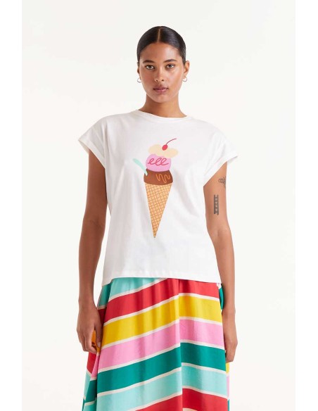 Compania Fantastica White Ice Cream T-Shirt - 52C/42110