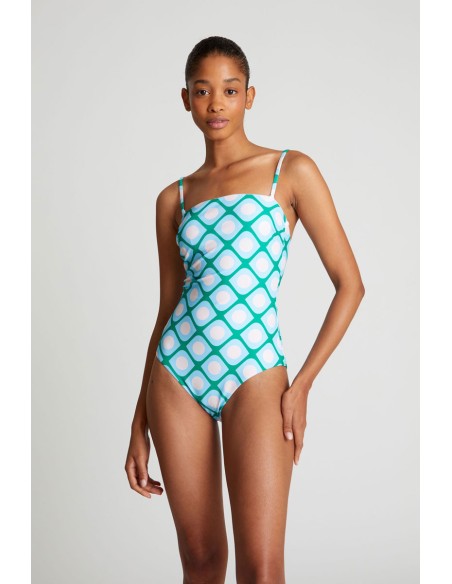 Compania Fantastica Poniente print straight neckline swimsuit - 52C/13900