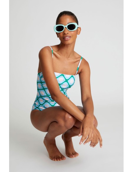 Compania Fantastica Poniente print straight neckline swimsuit - 52C/13900