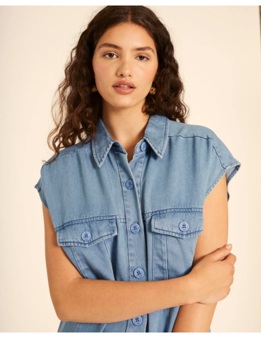 PEPALOVERS SHORT DENIM UTILITY DRESS...