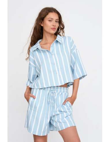 24Colours Striped Blouse - 25u-30480a