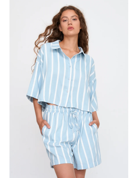 24Colours Striped Blouse - 25u-30480a