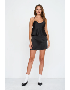 24Colours Black Satin Top -...
