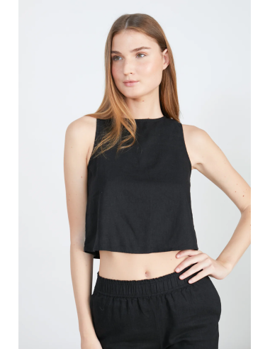 24 Colours Top Linen Black - 25S-12336A