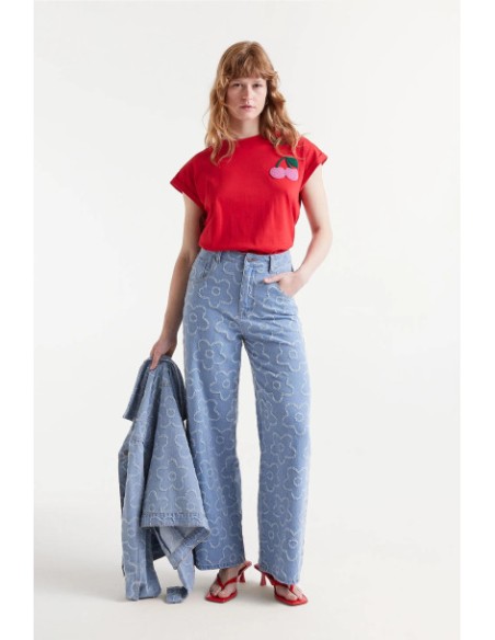 Compania Fantastica Floral Denim Pants - 51C/11044