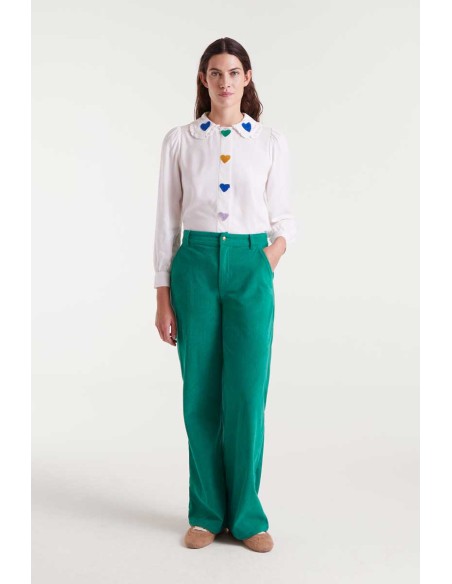 Compania Fantastica shirt White with heart embroidery - 53C/41030