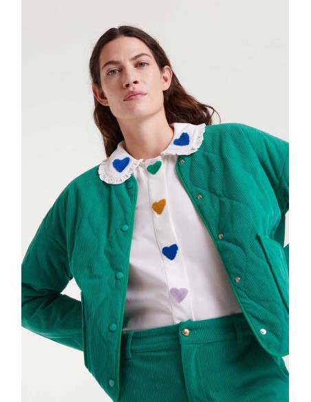 Compania Fantastica shirt White with heart embroidery - 53C/41030