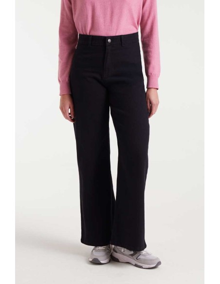 Compania Fantastica Denim Pants Black with strawberry embroidery - 53C/47001