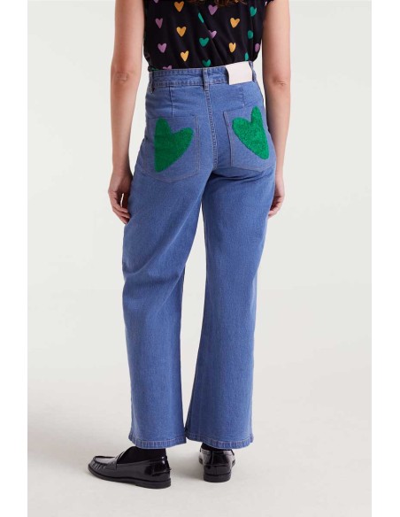 Compania Fantastica Denim Pants with heart embroidery -  53C/47002