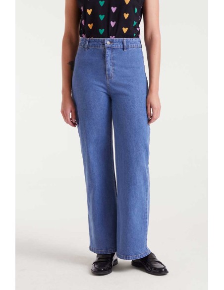 Compania Fantastica Denim Pants with heart embroidery -  53C/47002