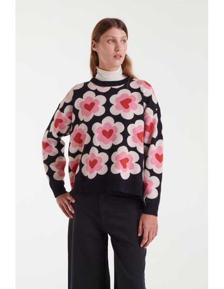 Compania Fantastica Sweater Jacquard knit with SweetHeart print - 53C/10204