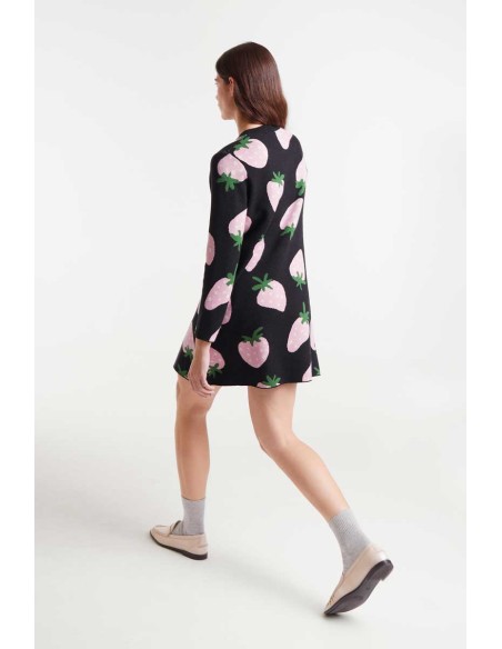 Compania Fantastica Dress Short jacquard knit with Morango print - 53C/10209