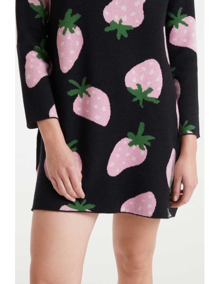 Compania Fantastica Dress Short jacquard knit with Morango print - 53C/10209