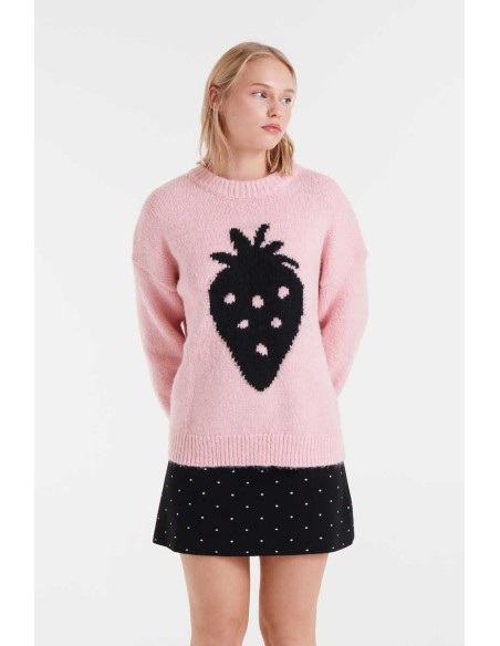 Compania Fantastica sweater Jacquard knit with Strawberry print - 53C/10235