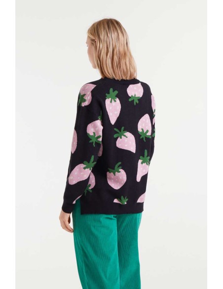 Compania Fantastica sweater Jacquard knit with Morango print - 53C/10240