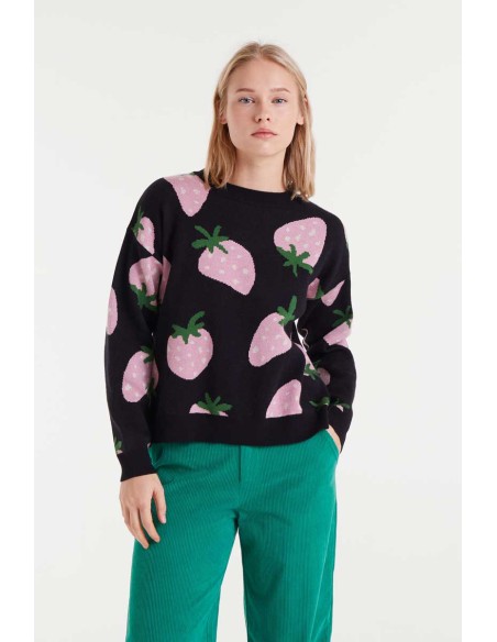 Compania Fantastica sweater Jacquard knit with Morango print - 53C/10240