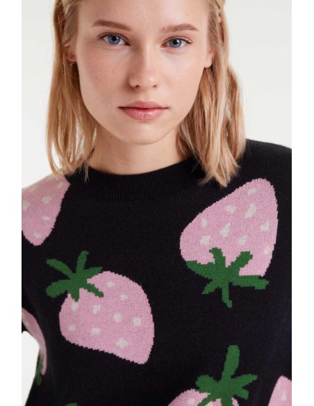 Compania Fantastica sweater Jacquard knit with Morango print - 53C/10240