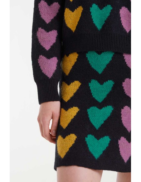 Compania Fantastica skirt Short jacquard knit with Cupid lines print - 53C/10311