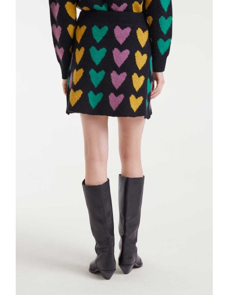 Compania Fantastica skirt Short jacquard knit with Cupid lines print - 53C/10311