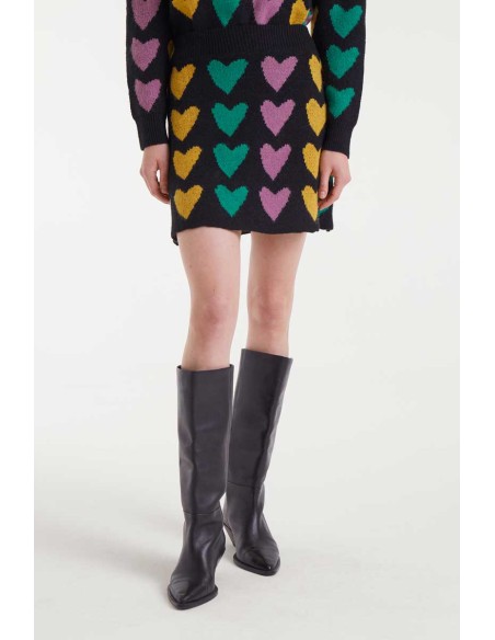 Compania Fantastica skirt Short jacquard knit with Cupid lines print - 53C/10311
