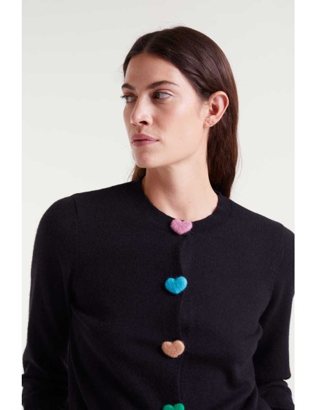 Compania Fantastica cardigan Black knitted with heart detail - 53C/10321