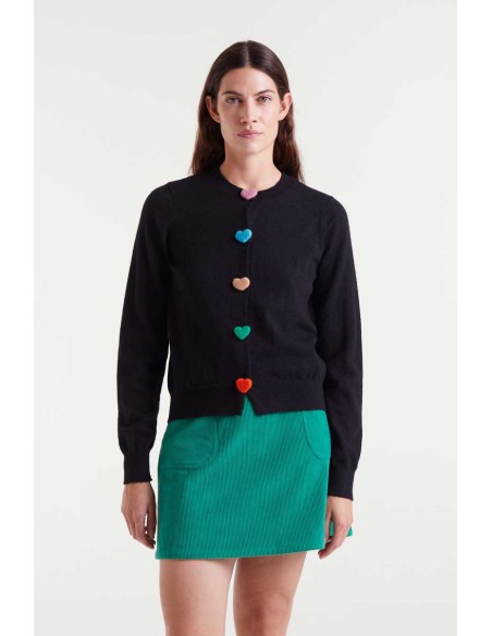 Compania Fantastica cardigan Black knitted with heart detail - 53C/10321