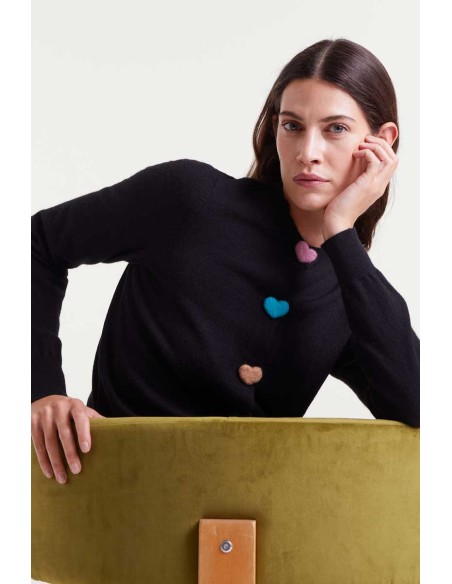 Compania Fantastica cardigan Black knitted with heart detail - 53C/10321