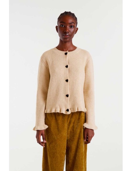 Compania Fantastica cardigan Beige knit with heart detail - 54C/10156