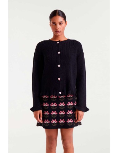 Compania Fantastica cardigan Black knit with heart detail - 54C/10157