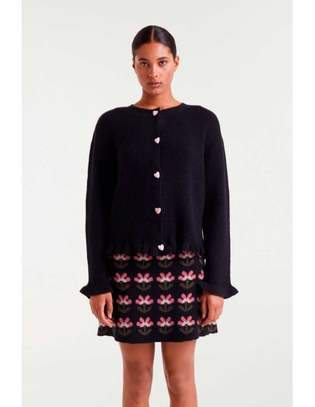 Compania Fantastica cardigan Black knit with heart detail - 54C/10157
