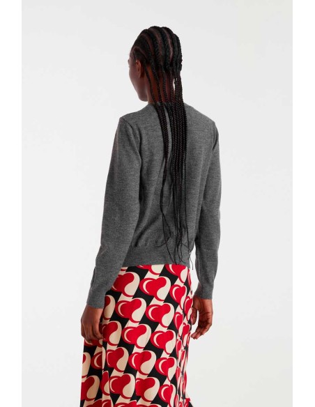 Compania Fantastica cardigan Fine knit with grey floral detail - 54C/10366