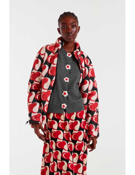 Compania Fantastica cardigan Fine knit with grey floral detail - 54C/10366