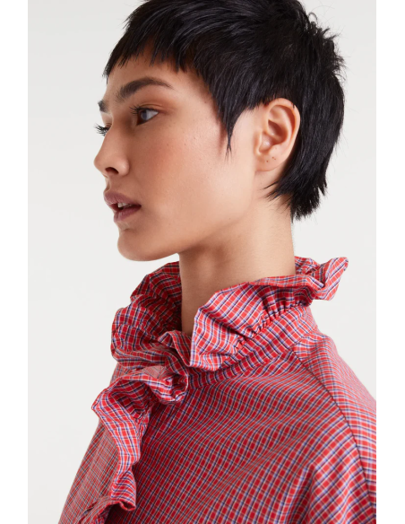 Compania Fantastica shirt 100% cotton with red gingham print - 54C/11112