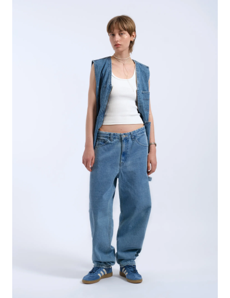 DR DENIM Pants W Faye Worker Baggy Stream Sky Retro Contrast - 2230105 L37 044