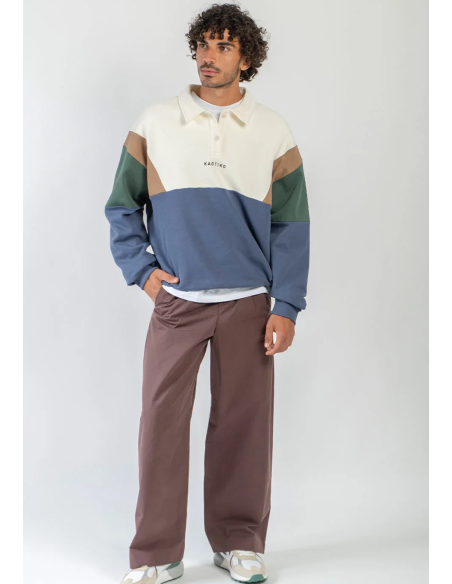 KAOTIKO CREW POLO HARRY IVORY/BROWN/GREEN/BLUE - AT038-01-G002