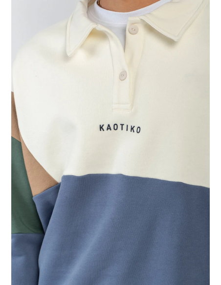 KAOTIKO CREW POLO HARRY IVORY/BROWN/GREEN/BLUE - AT038-01-G002