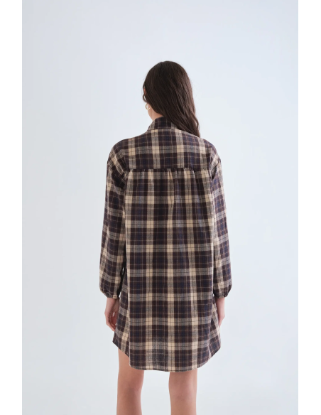 Compania Fantastica Brown Plaid Short Dress - 63C/11035