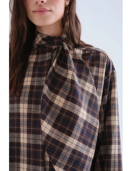 Compania Fantastica Brown Plaid Short Dress - 63C/11035