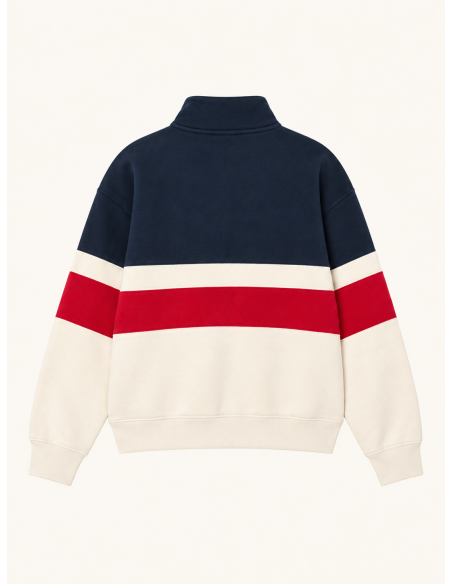 Kaotiko Crew Zipper Carter Ivory/Blue/Salsa - AT028-01-G002